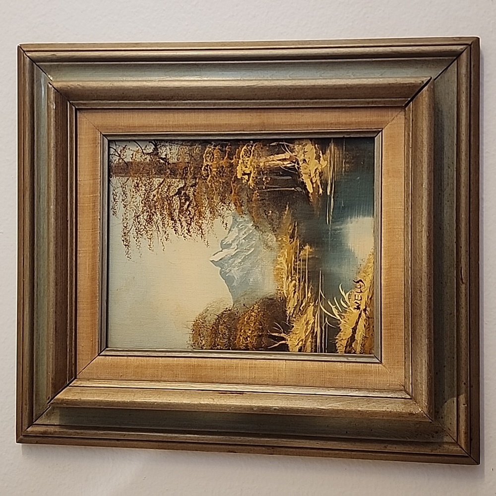 Vintage Oil on Canvas Painting signed by wells 8 X 10
